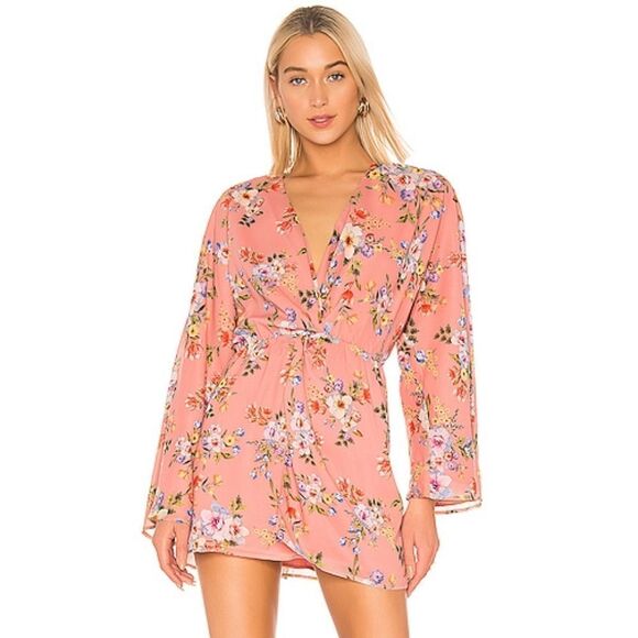House of Harlow 1960 Dresses & Skirts - NEW House of Harlow x Revolve floral kimono dress long sleeved wrap pink medium
